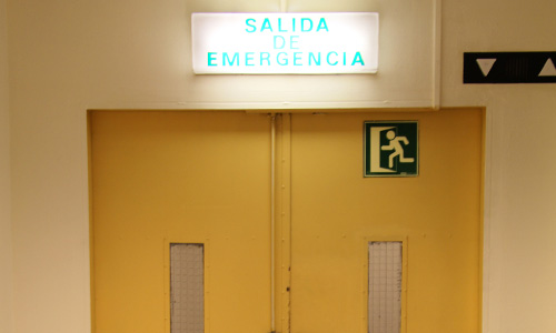 exit sign in church